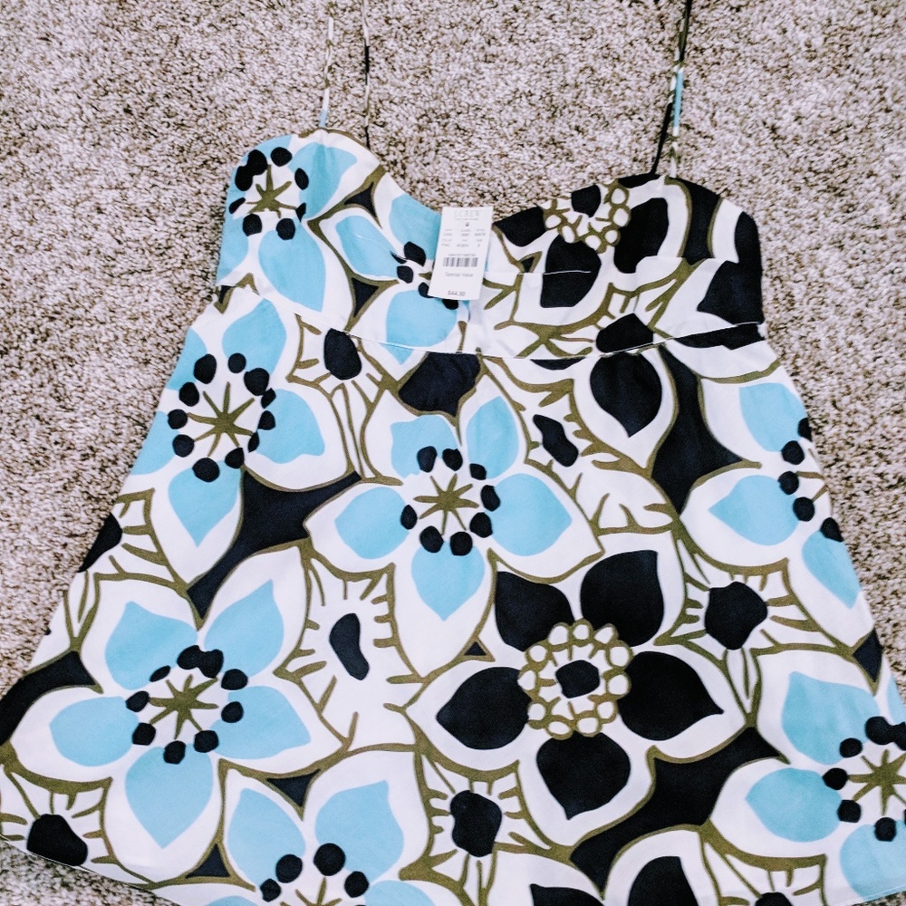 J Crew Blue and White Spaghetti Strap Top NWT, Med